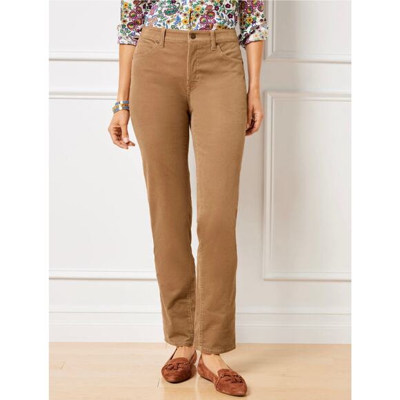 Talbots Women's High Waisted Straight leg Tan Corduroy Fall Pants Size 16 - Picture 1 of 8